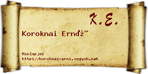 Koroknai Ernő névjegykártya
